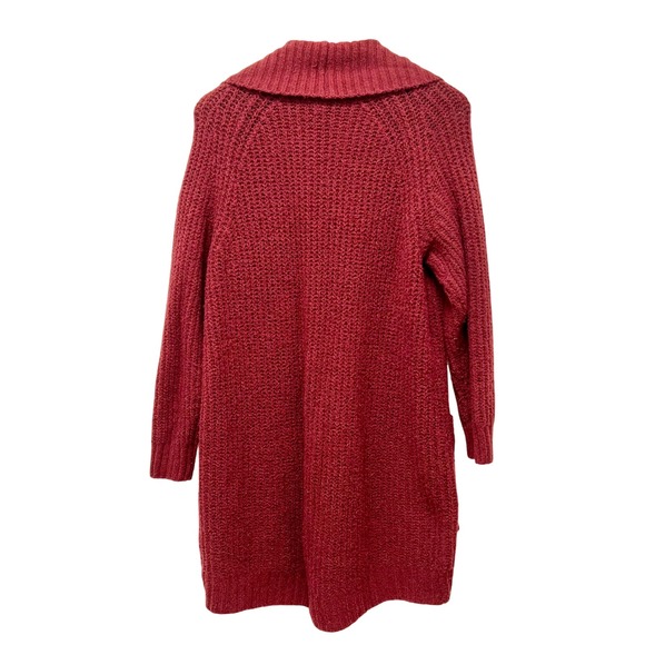 Sonoma Womens Open Front Cardigan Sweater Knit Duster Long Sleeve Red Large - Picture 2 of 5